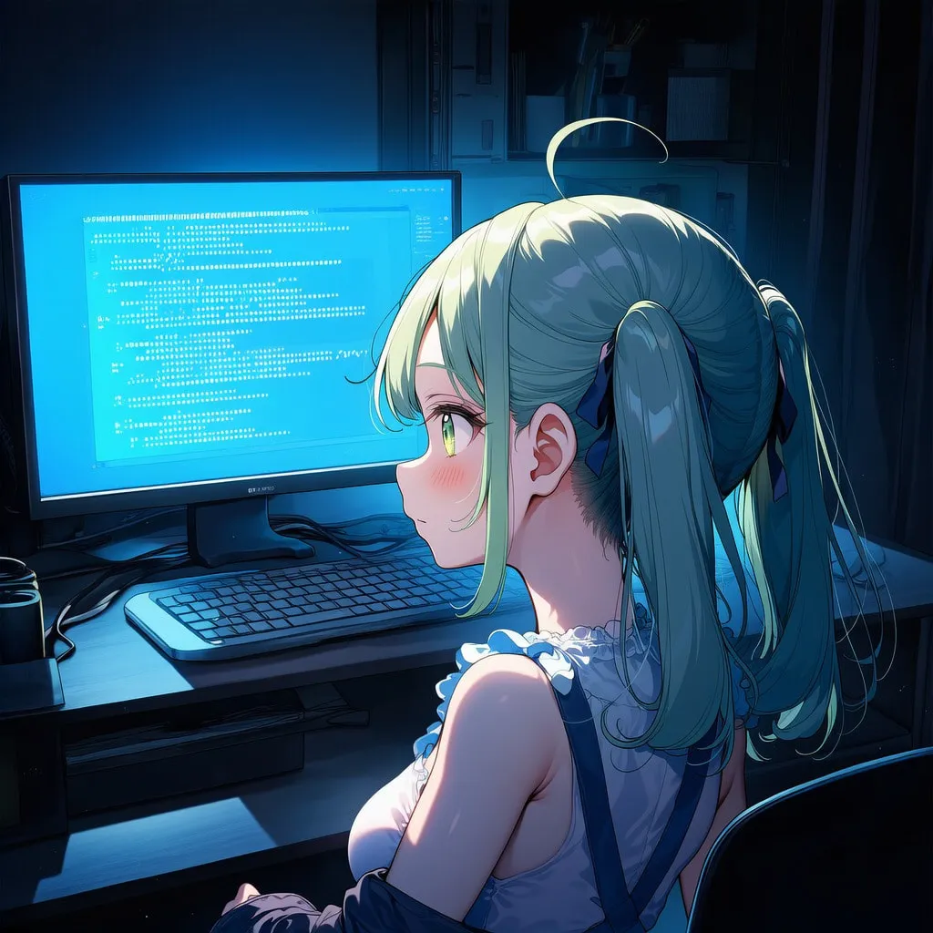 「未保存の声」のジャケット。暗い部屋で、青く光るモニターに向かう女の子の後ろ姿